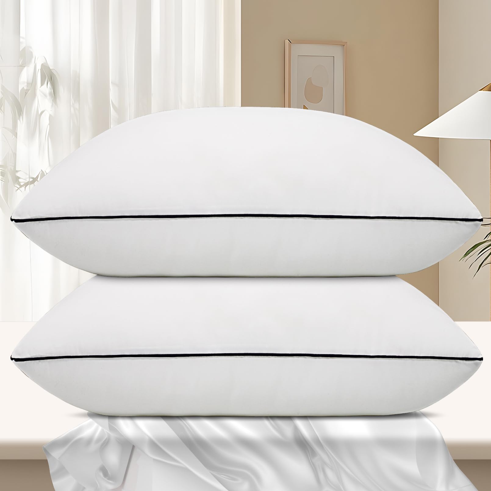 Vorouhals Hotel Collection Bed Pillows For Sleeping 2 Pack Queen Size Cooling Pillows Set Of 2 For Back, Stomach Or Side Sleeper